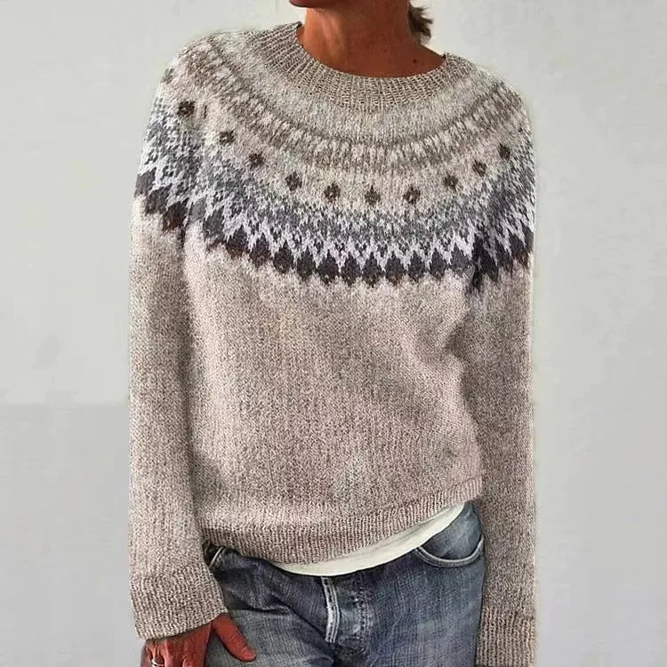 Vintage Jacquard Gebreide Trui  Warme Scandinavische Winterpullover