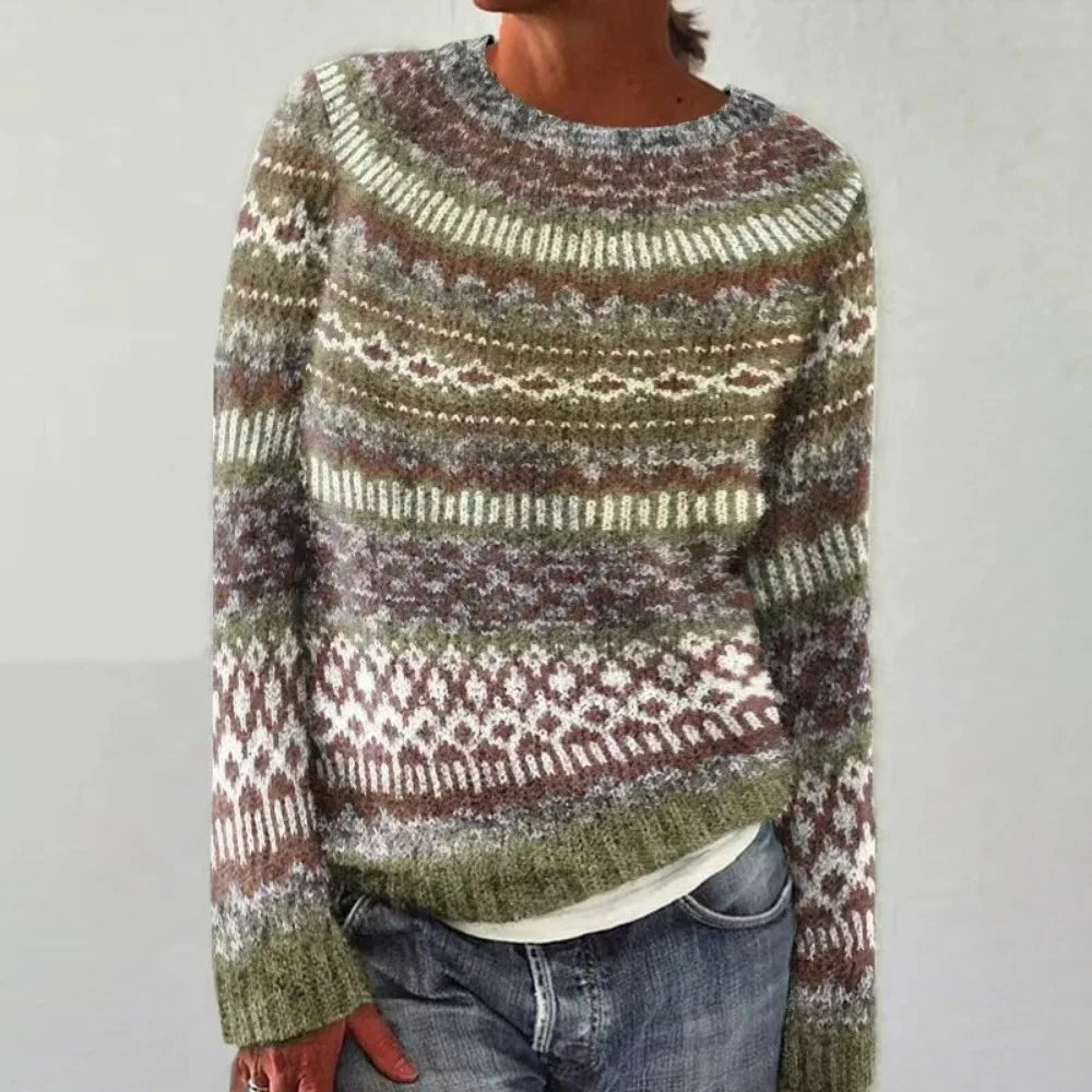 Vintage Jacquard Gebreide Trui  Warme Scandinavische Winterpullover
