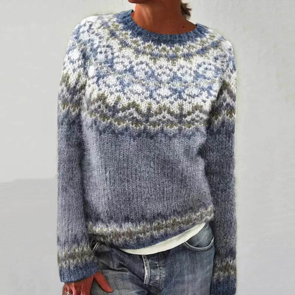 Vintage Jacquard Gebreide Trui  Warme Scandinavische Winterpullover