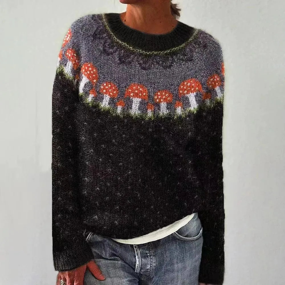 Vintage Jacquard Gebreide Trui  Warme Scandinavische Winterpullover